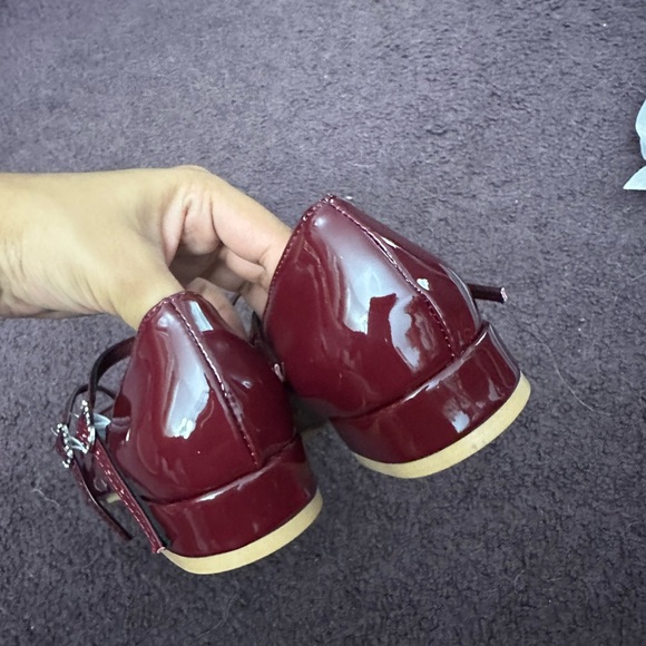Burgundy Red Mary Jane Ballet Flats - Picture 8 of 12